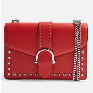 Topshop Red Studded Crossbody Bag